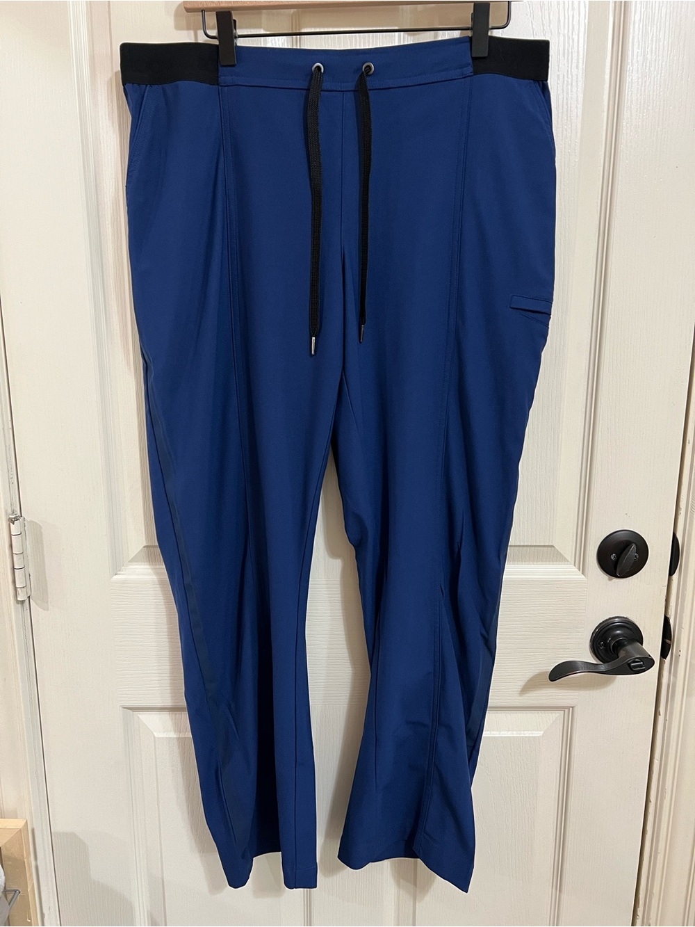 Women's Blue Drawstring Joggers with Black Waistband